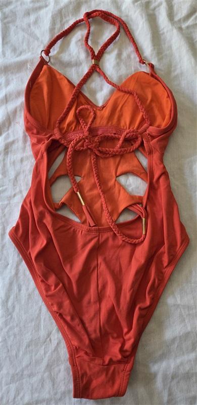 NWT Robin Piccone Ava S Open Petal Cut Out 1pc Red Swimsuit 129679