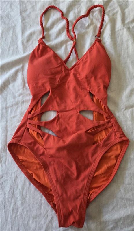 NWT Robin Piccone Ava S Open Petal Cut Out 1pc Red Swimsuit 129679
