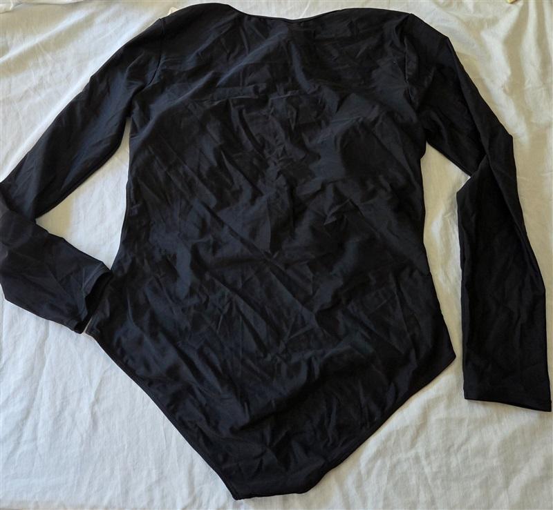 NWT NESY XXL Long Sleeve Rash Guard Swimsuit Cut Out 1Pc Black 129683