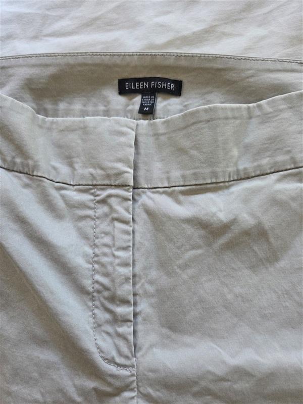 NWOT Eileen Fisher M Straight Leg Organic Cotton Gray Crop Pants 129686
