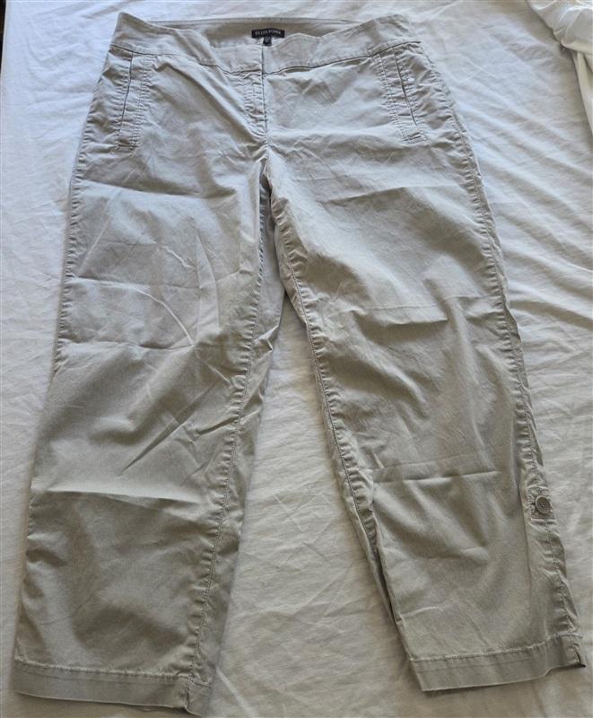 NWOT Eileen Fisher M Straight Leg Organic Cotton Gray Crop Pants 129686