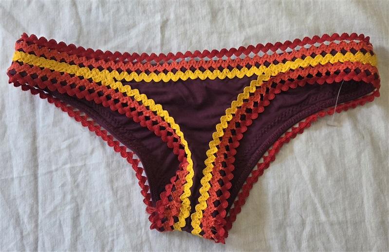 NWOT Becca S Red Yellow Rik Rack Bikini Bottom 129688