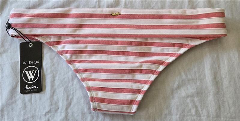NWT Wildfox Swim S Fold Over Red White stripe Bikini Bottoms 129689
