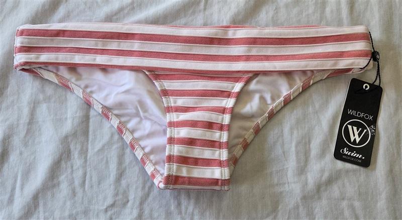 NWT Wildfox Swim S Fold Over Red White stripe Bikini Bottoms 129689