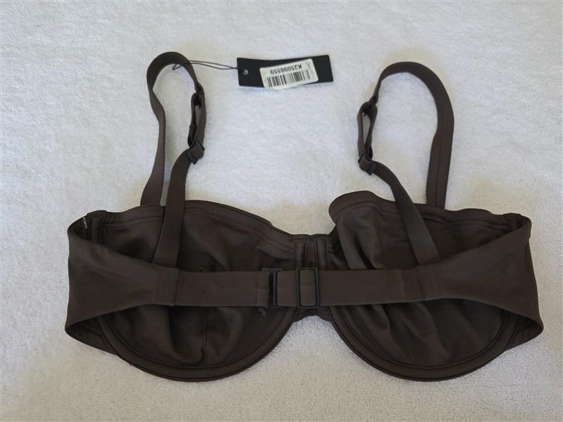 NWOT CUUP 34F 36E Balconette Underwire Black Bikini Swim Top 129701