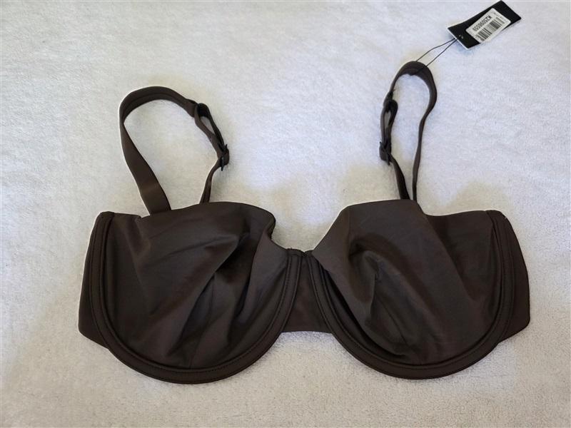 NWOT CUUP 34F 36E Balconette Underwire Black Bikini Swim Top 129701