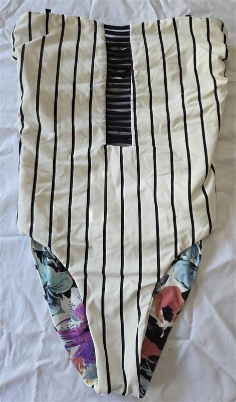 NWT Wet LA XS Brie Reversible Floral Stripe Bandeau 1pc Swimsuit 129705