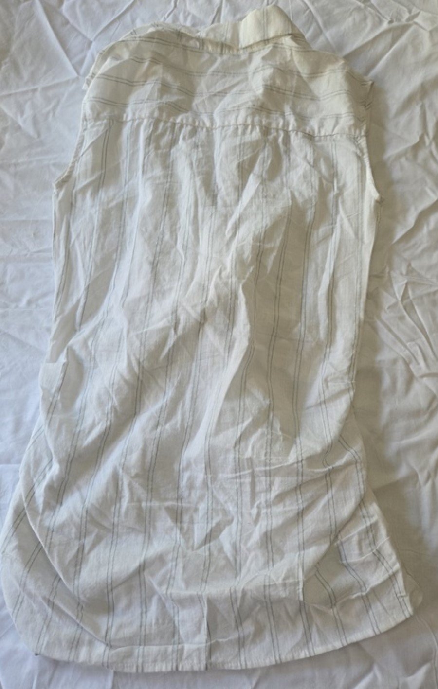 NWOT Vigoss S Tie Front White Green Stripe Cotton Sleeveless Top 129708