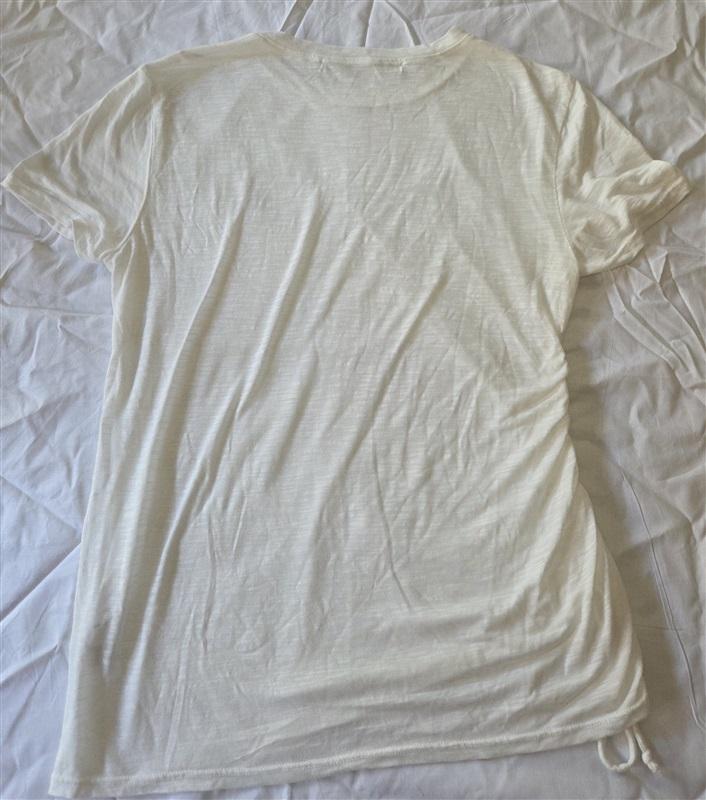 NWOT Michael Stars OS Crew Gather Tie Side Short Sleeve T Shirt White 129709