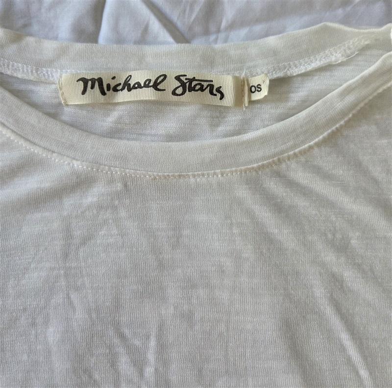 NWOT Michael Stars OS Crew Gather Tie Side Short Sleeve T Shirt White 129709