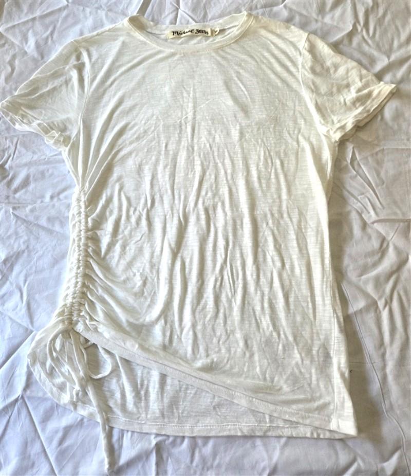 NWOT Michael Stars OS Crew Gather Tie Side Short Sleeve T Shirt White 129709