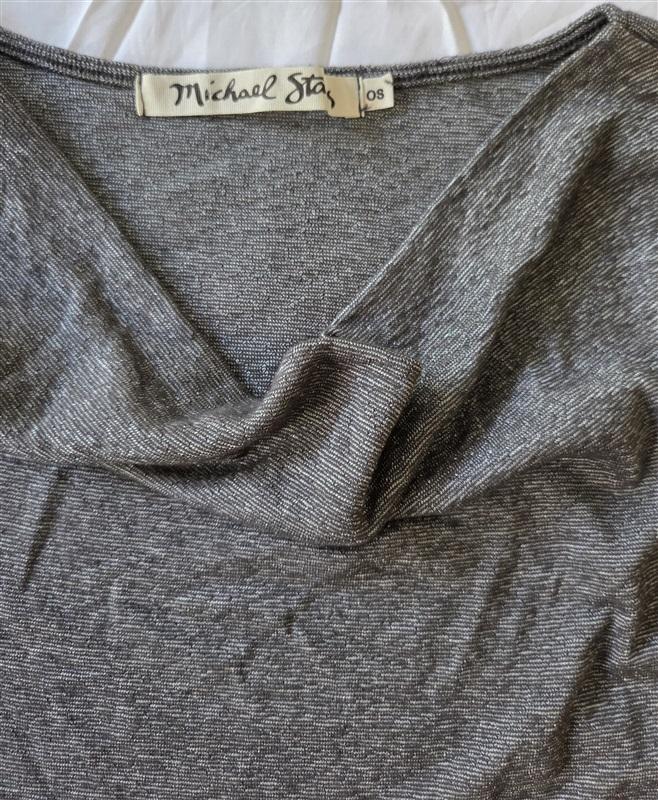 NWOT Michael Stars OS Draped Shine Dolman 3/4 Sleeve Top 129710