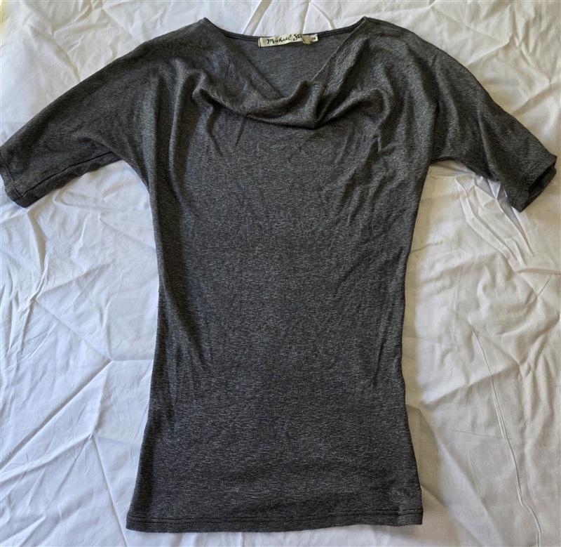 NWOT Michael Stars OS Draped Shine Dolman 3/4 Sleeve Top 129710
