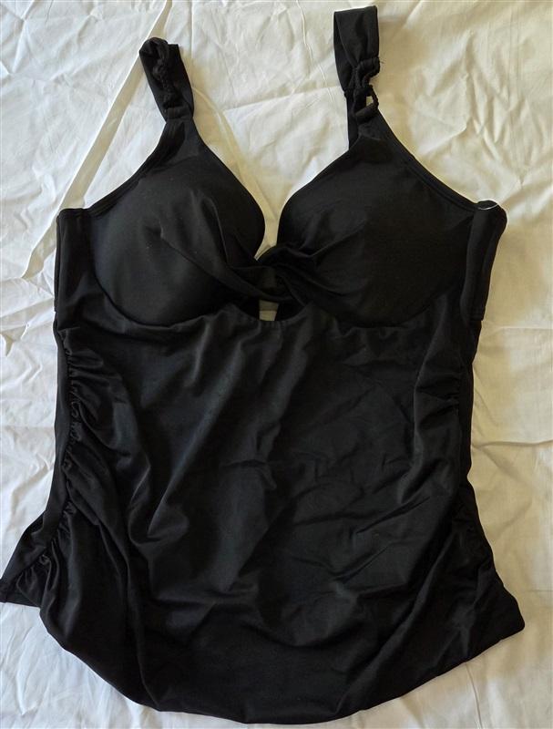 NWT Swimsuits For All 18 Underwire Twist Front Tankini Top Black 129713