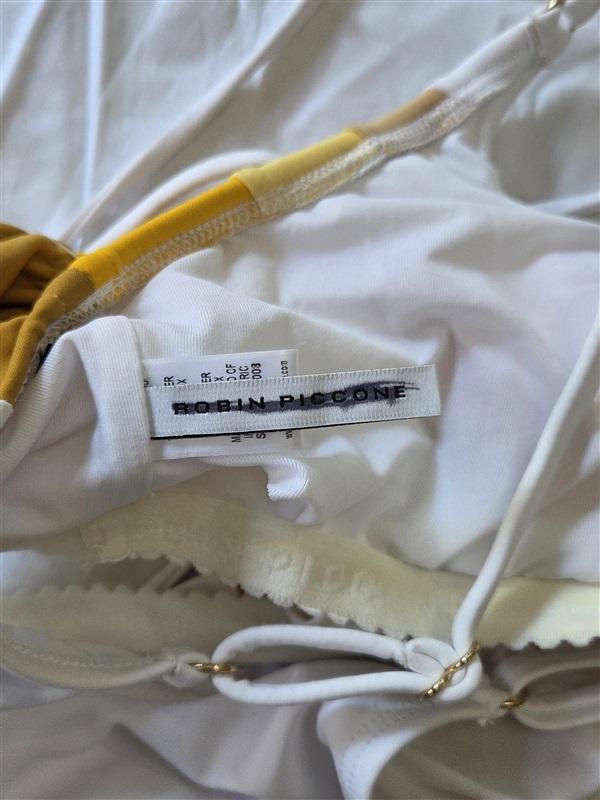NWOT Robin Piccone M Charlie White Yellow Dandelion Bikini Swim Top 129716