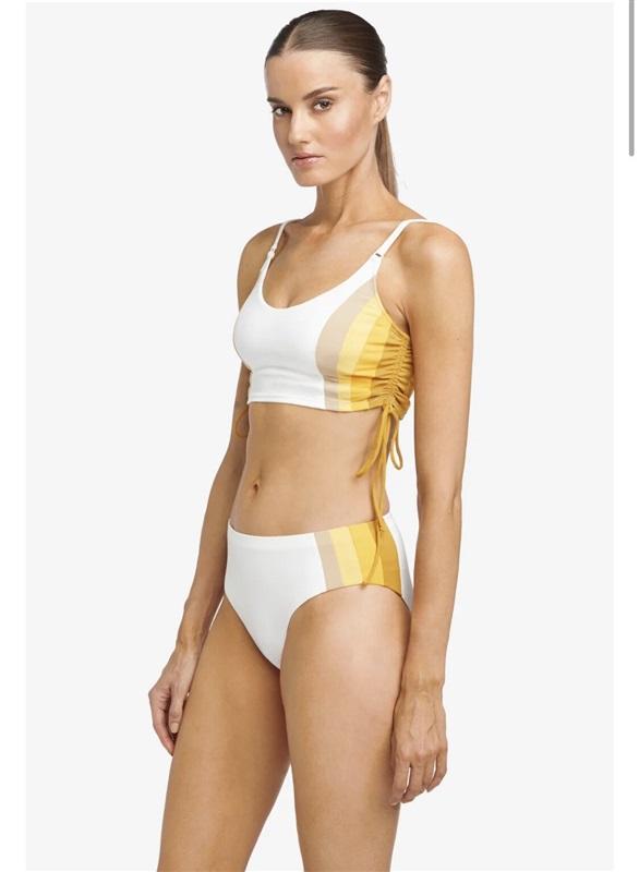 NWOT Robin Piccone M Charlie White Yellow Dandelion Bikini Swim Top 129716
