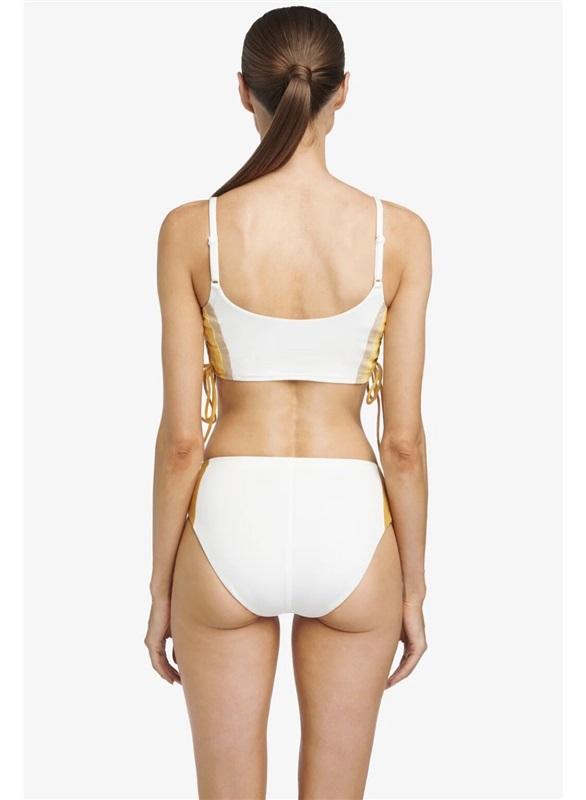 NWOT Robin Piccone M Charlie White Yellow Dandelion Bikini Swim Top 129716