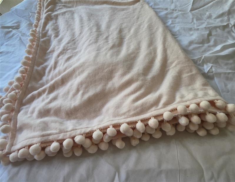 NWOT Michael Stars 60" x 60" Pom Pom Trim Blanket Wrap Scarf Pink 129717