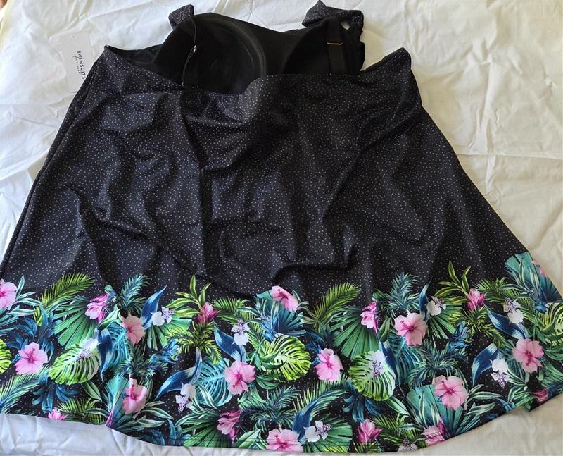 NWT Swimsuits For All 42 Black Polka Dot Tropical Tankini Swimsuit 129722