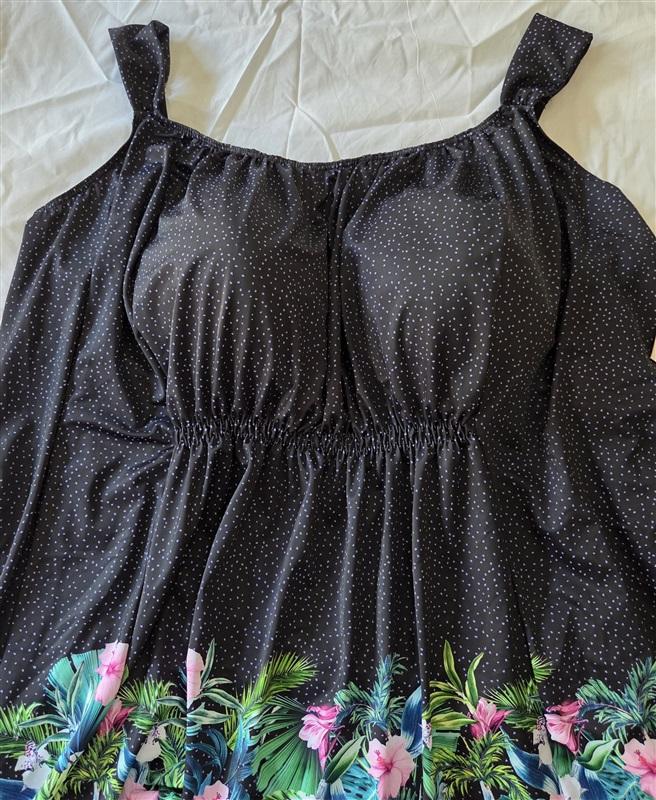 NWT Swimsuits For All 42 Black Polka Dot Tropical Tankini Swimsuit 129722