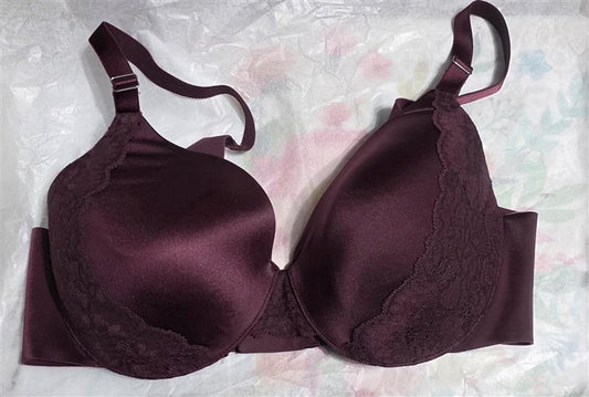 NWOT Soma 36D Vanishing Back Full Coverage Lace Trim Wine 129726
