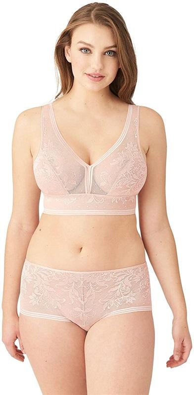 NWT Wacoal 32 Net Effect Soft Cup Bra 810340 Floral Beige 129745