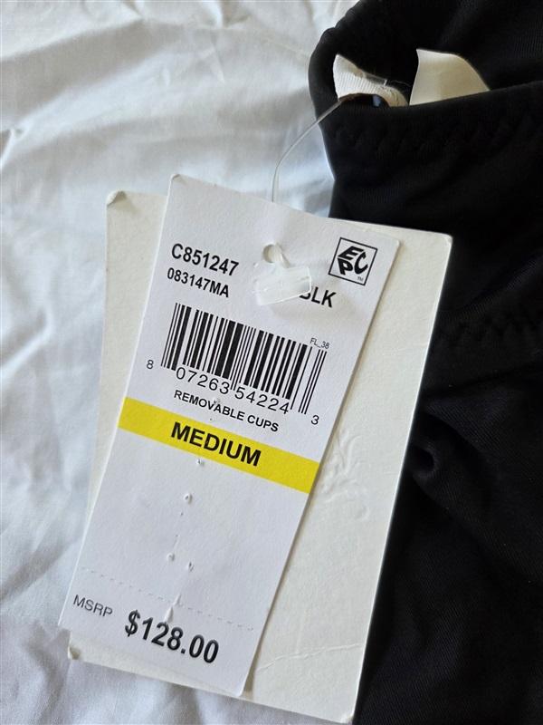 NWT Becca Virtue M 1 Shoulder Asymmetrical Black 1pc Swimsuit 129763