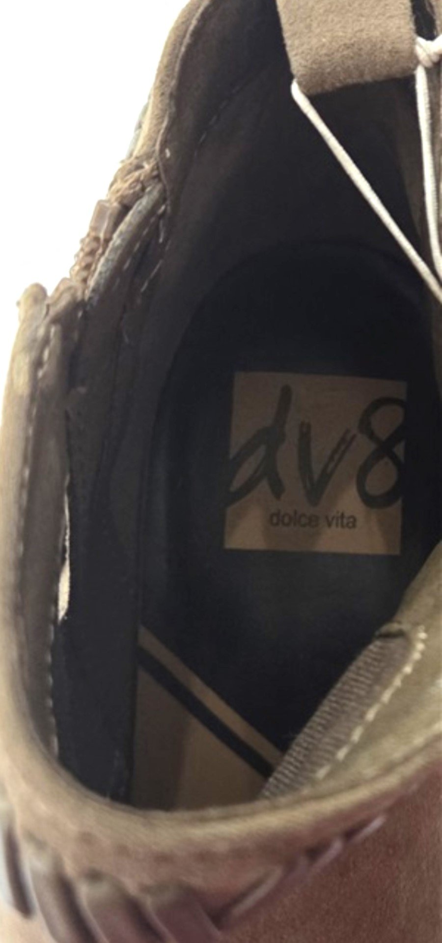 NWOT DV8 Dolce Vita 5 Wedge Cut Out Suede Heeled Bootie Tan 129775