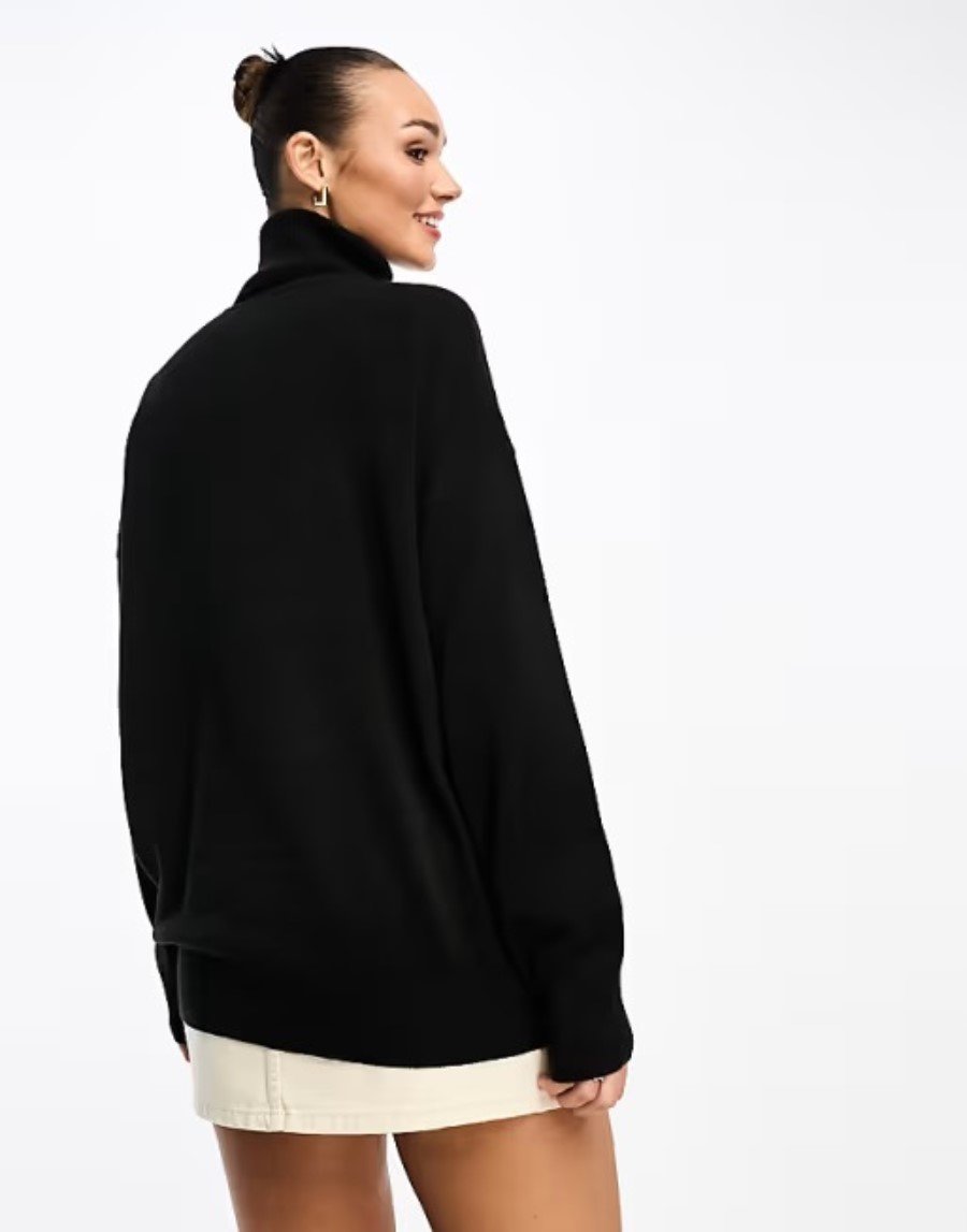 NWOT French Connection M Oversize Baby Soft Turtleneck Sweater Black #129778
