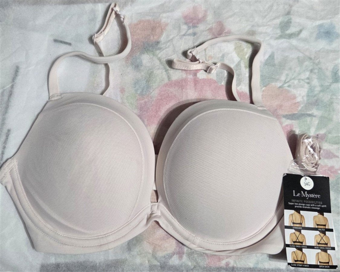 NEW Le Mystere 34C Infinite Possibilities Push Up Plunge Bra 1124 Pink #129784