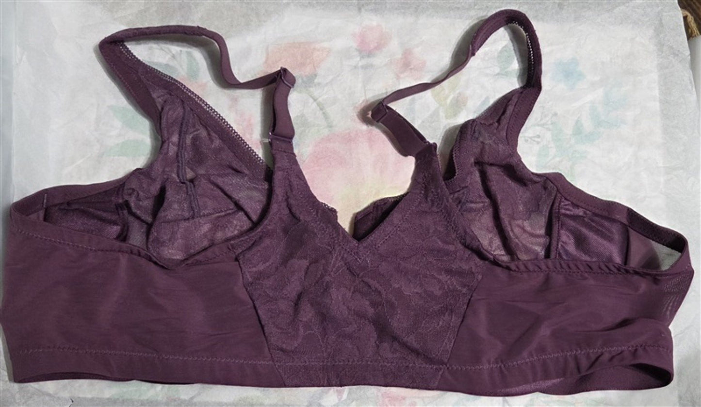 NEW Glamorise 46C Lacey T-Back Front-Close WonderWire 9246 Bra Purple #129785