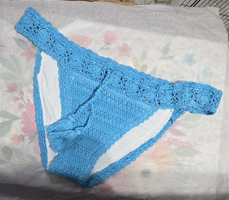 NWOT Pilyq L Blair Crochet High Neck Halter Top & Bikini Swim Bottom 129797