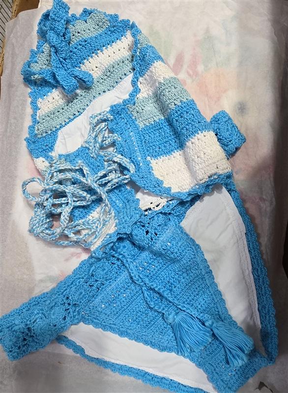 NWOT Pilyq L Blair Crochet High Neck Halter Top & Bikini Swim Bottom 129797