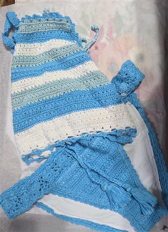 NWOT Pilyq L Blair Crochet High Neck Halter Top & Bikini Swim Bottom 129797
