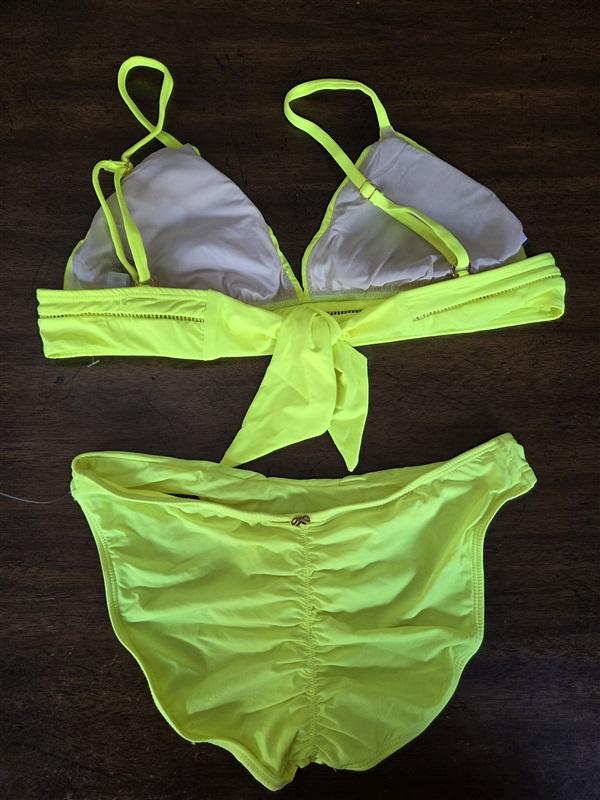 NWOT Pilyq Kyile Neon D Solid Stitched Triangle Bikini Swim Top & Bottom 129802