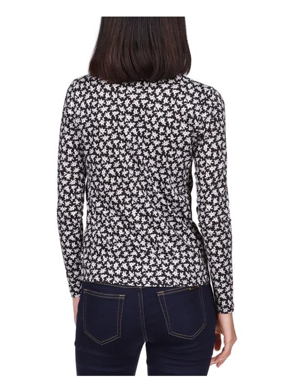 NWT Michael Kors M Wrap Blouse Black White Floral 129806