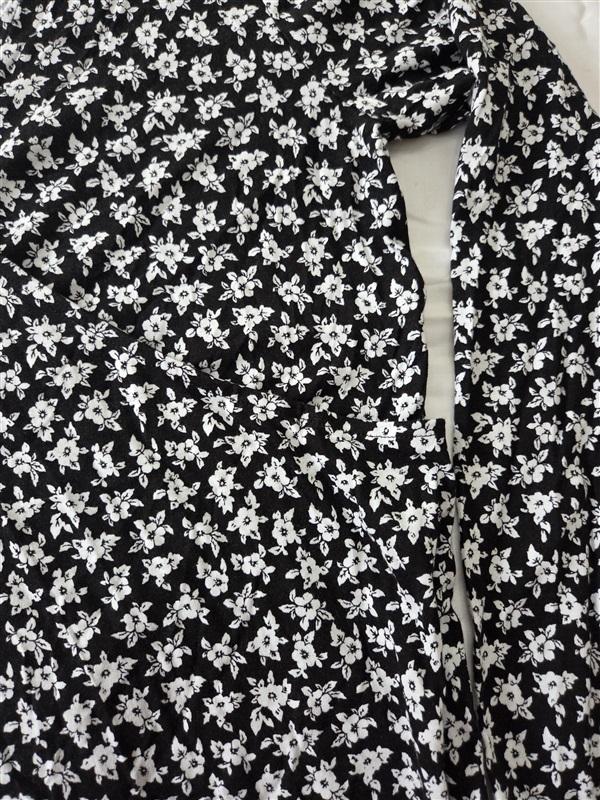 NWT Michael Kors M Wrap Blouse Black White Floral 129806