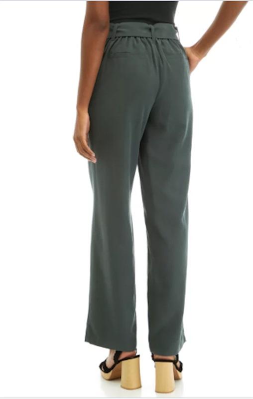 NWOT Wonderly L Paper Bag Waist Green Trouser Pants 129808