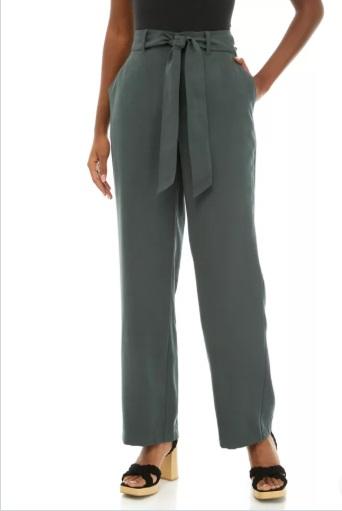 NWOT Wonderly L Paper Bag Waist Green Trouser Pants 129808