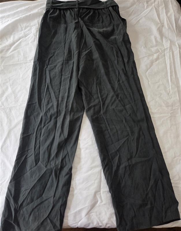 NWOT Wonderly L Paper Bag Waist Green Trouser Pants 129808