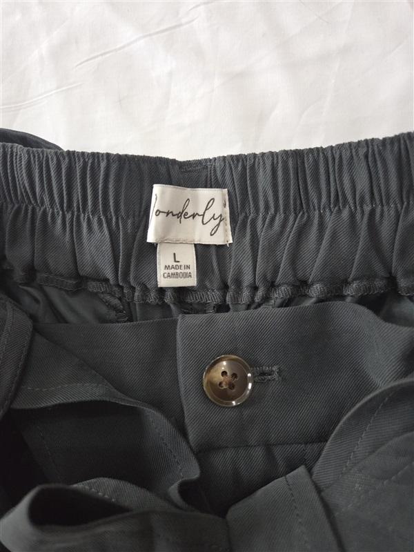 NWOT Wonderly L Paper Bag Waist Green Trouser Pants 129808