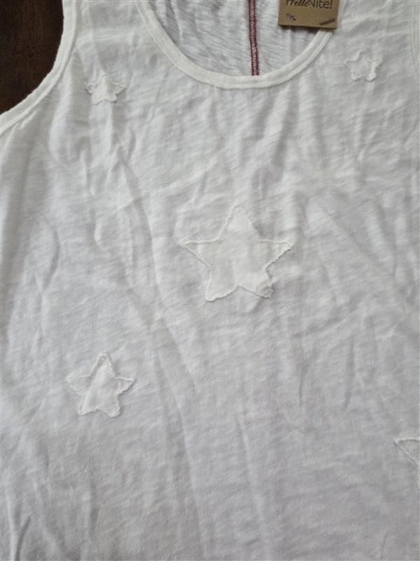 NWT Hello Nite S VIntage White Appliqued Star Tank Top 129816