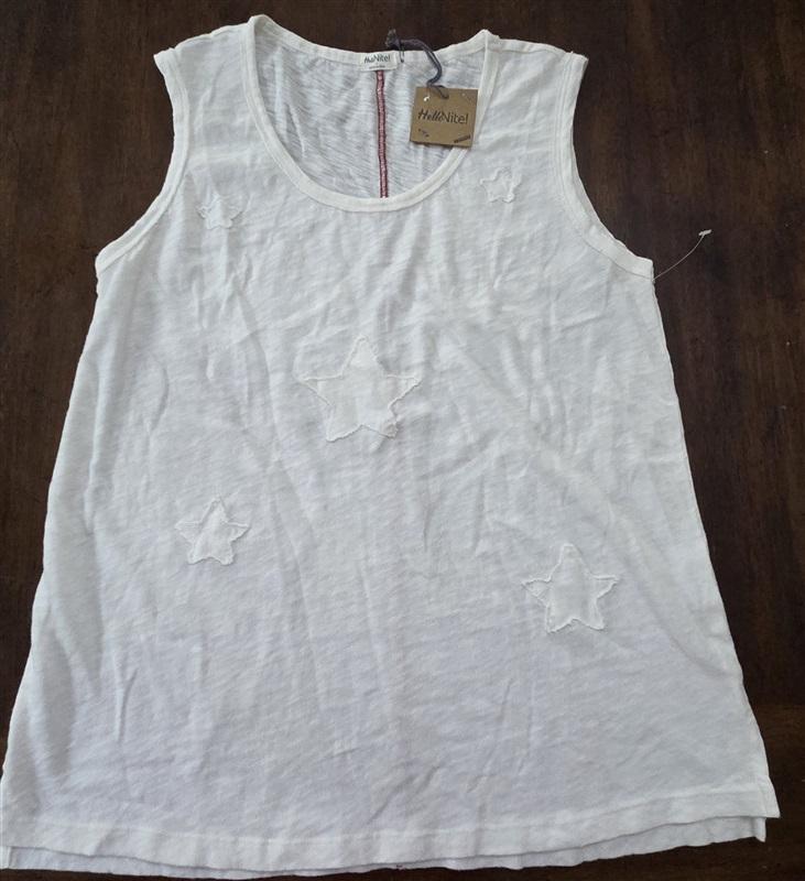 NWT Hello Nite S VIntage White Appliqued Star Tank Top 129816
