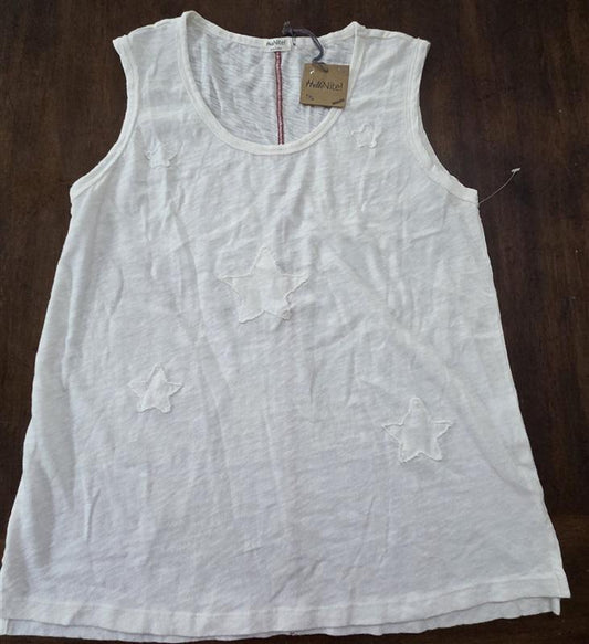 NWT Hello Nite S VIntage White Appliqued Star Tank Top 129816