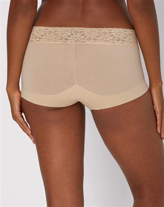 NWOT Maidenform S Cotton Boyshort 40859 Beige Lace 129819