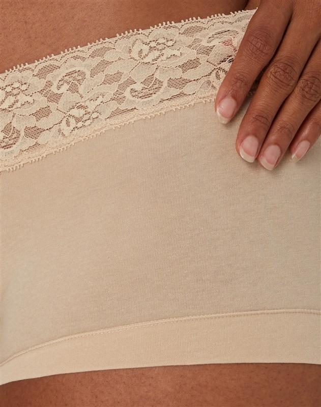 NWOT Maidenform S Cotton Boyshort 40859 Beige Lace 129819