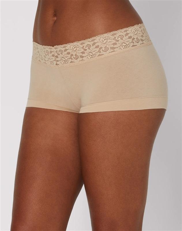 NWOT Maidenform S Cotton Boyshort 40859 Beige Lace 129819