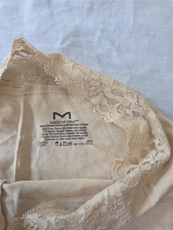 NWOT Maidenform S Cotton Boyshort 40859 Beige Lace 129819