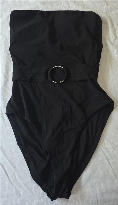 NWOT Robin Piccone 8 Luca Bandeau 1PC Swimsuit Black 129820