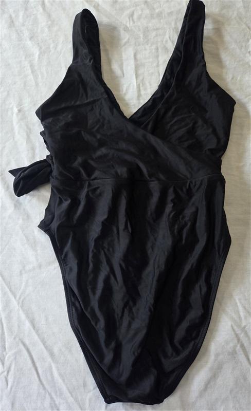 NWOT PilyQ S Black 1PC Deep V Wrap Tie Front Swimsuit 129821